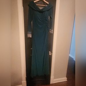 Mac Duggal Assymetrical Emerald Green Jeweled Gown